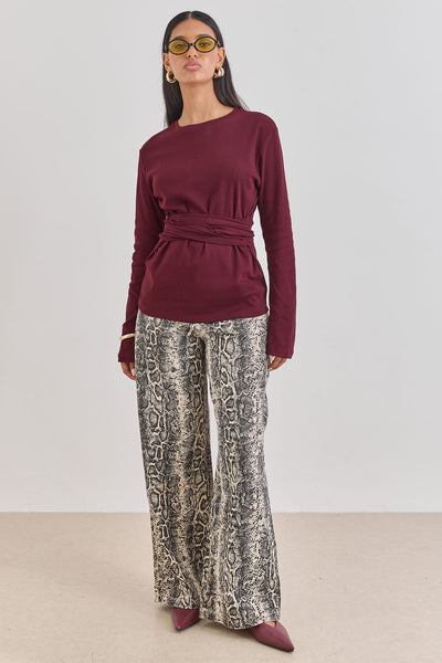 חולצת אן מרי רצועות קשירה | בורדו