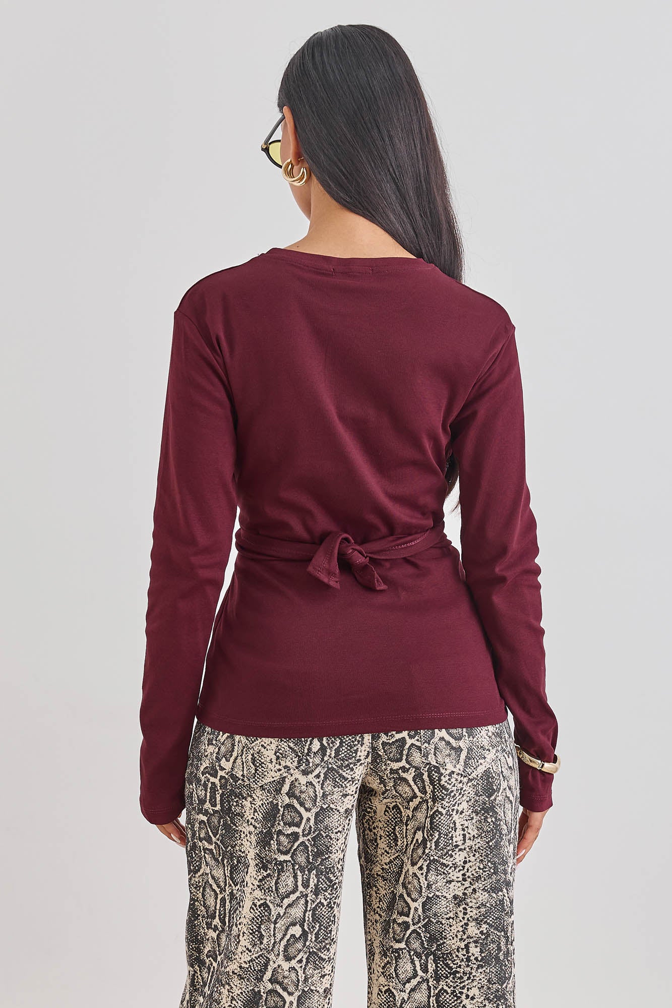 חולצת אן מרי רצועות קשירה | בורדו