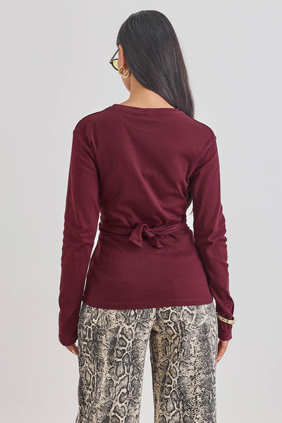 חולצת אן מרי רצועות קשירה | בורדו
