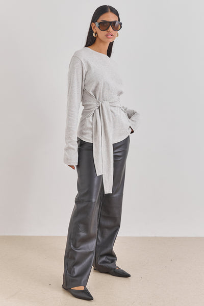 חולצת אן מרי רצועות קשירה | אפור בהיר