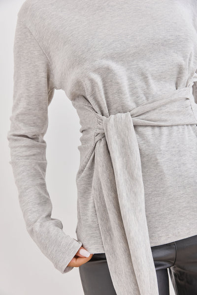 חולצת אן מרי רצועות קשירה | אפור בהיר