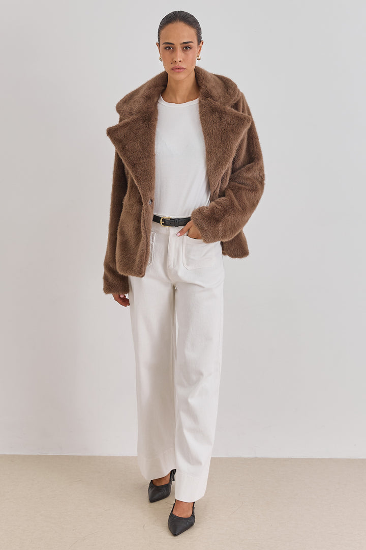 מעיל פרווה שריז | חום