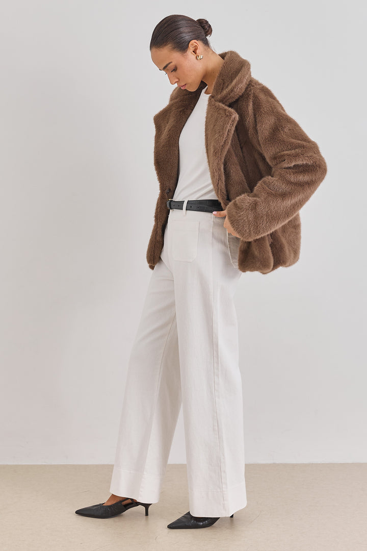 מעיל פרווה שריז | חום