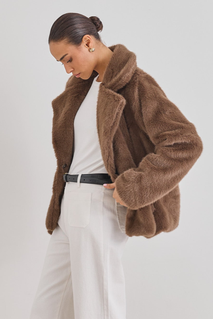 מעיל פרווה שריז | חום