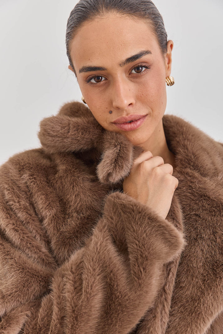 מעיל פרווה שריז | חום