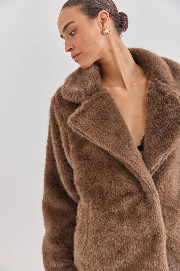 מעיל פרווה שריז | חום