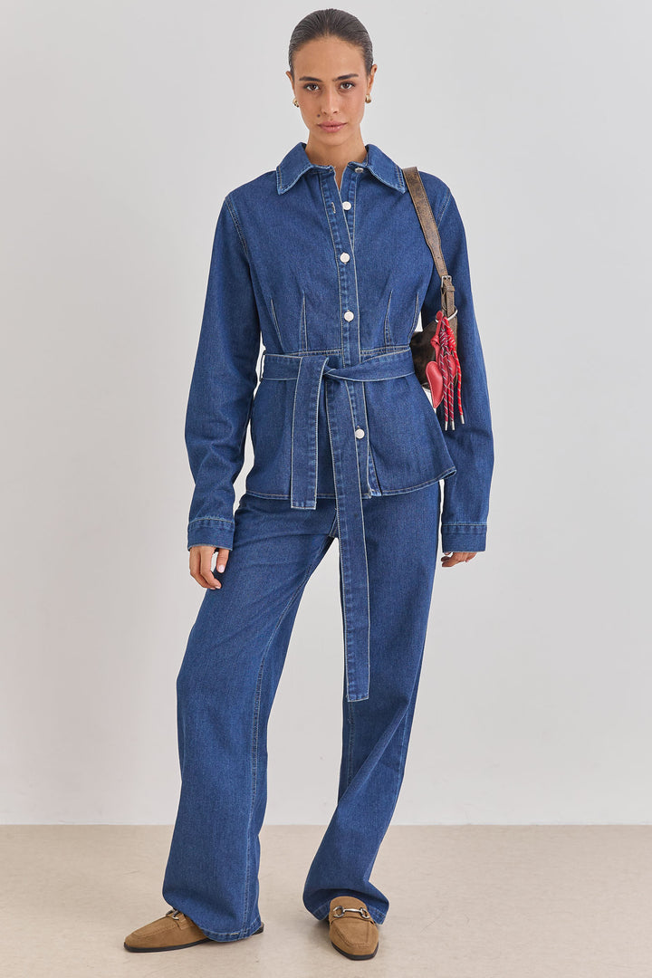 מכנסי ג'ינס אמילי גזרה ישרה | ג'ינס כהה