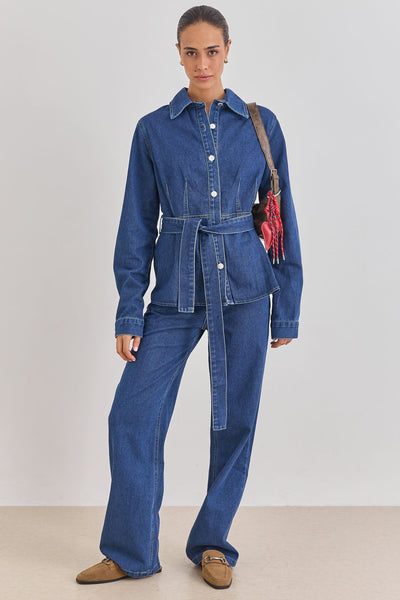 מכנסי ג'ינס אמילי גזרה ישרה | ג'ינס כהה