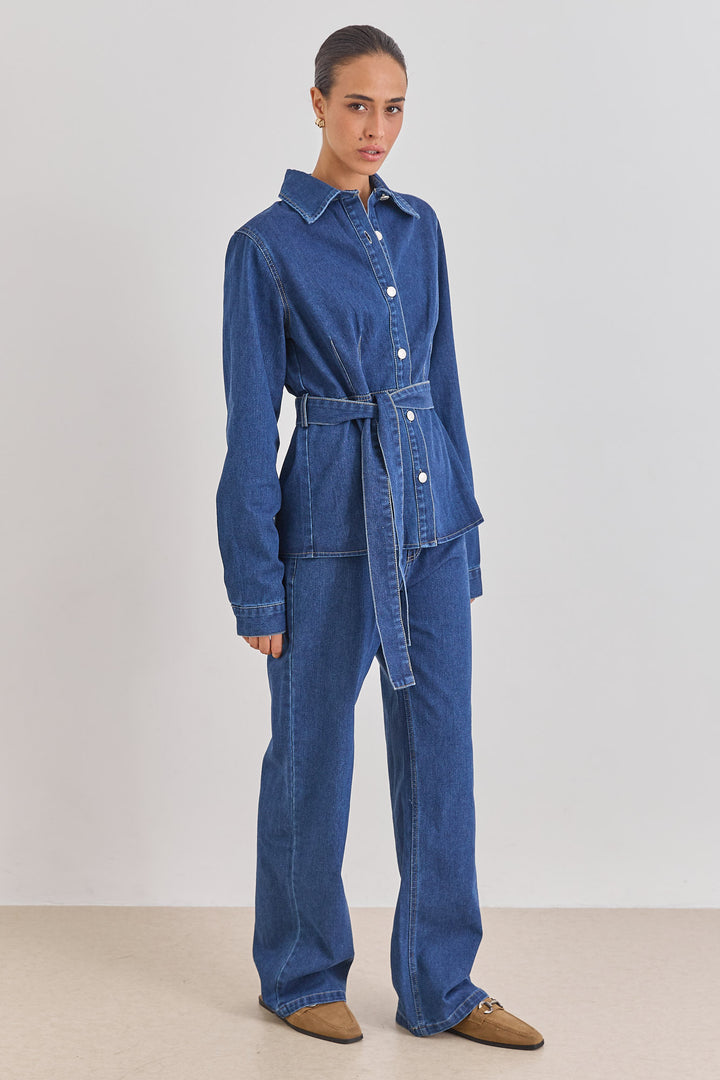 מכנסי ג'ינס אמילי גזרה ישרה | ג'ינס כהה