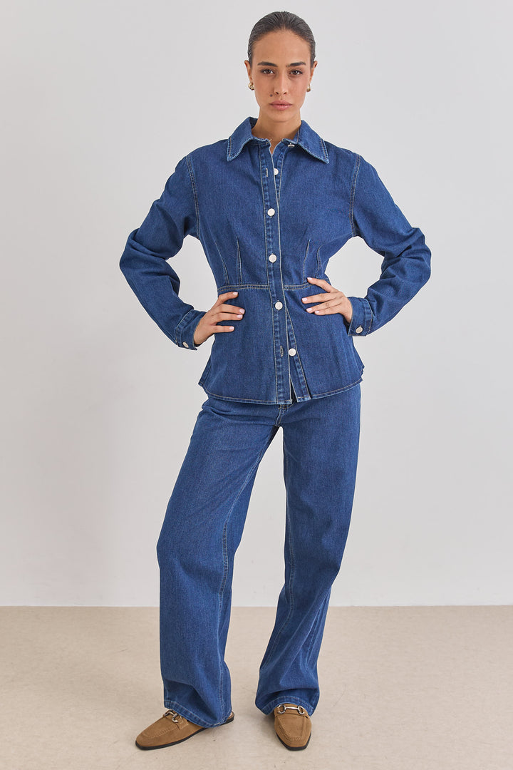 מכנסי ג'ינס אמילי גזרה ישרה | ג'ינס כהה