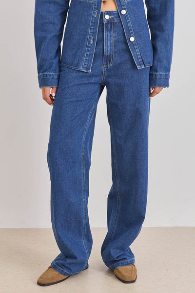 מכנסי ג'ינס אמילי גזרה ישרה | ג'ינס כהה