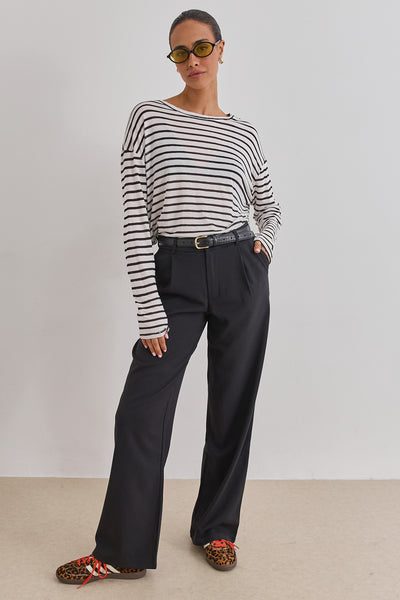 טי שירט שרוול ארוך קייל סטרייפס | לבן/שחור