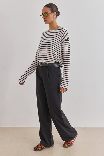 טי שירט שרוול ארוך קייל סטרייפס | לבן/שחור