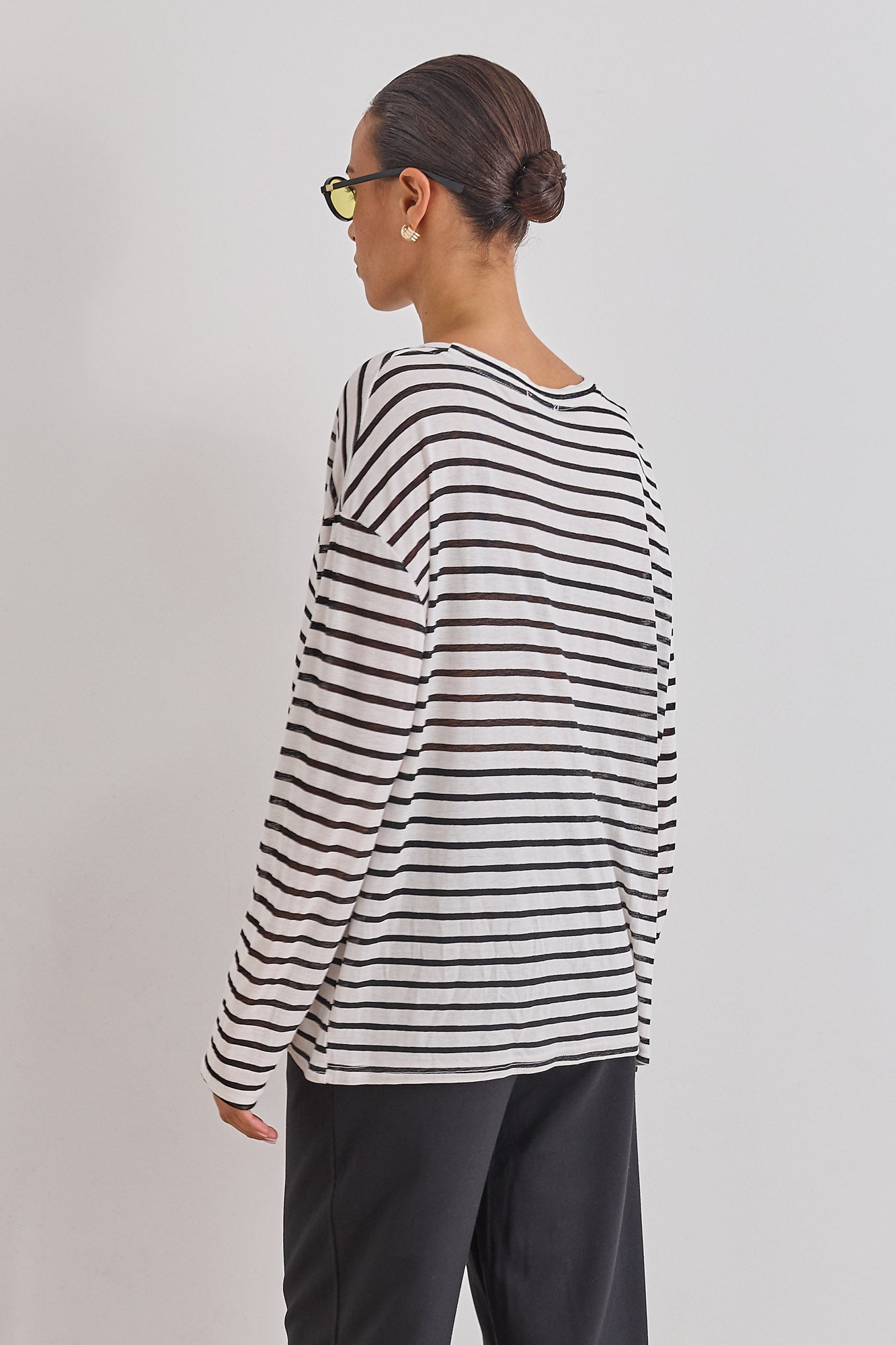 טי שירט שרוול ארוך קייל סטרייפס | לבן/שחור