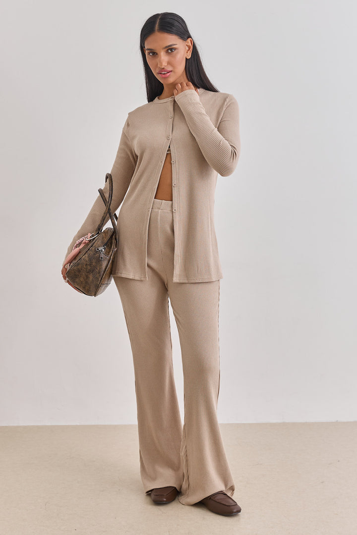 מכנסי פדלפון קאן בד סריג | בז'