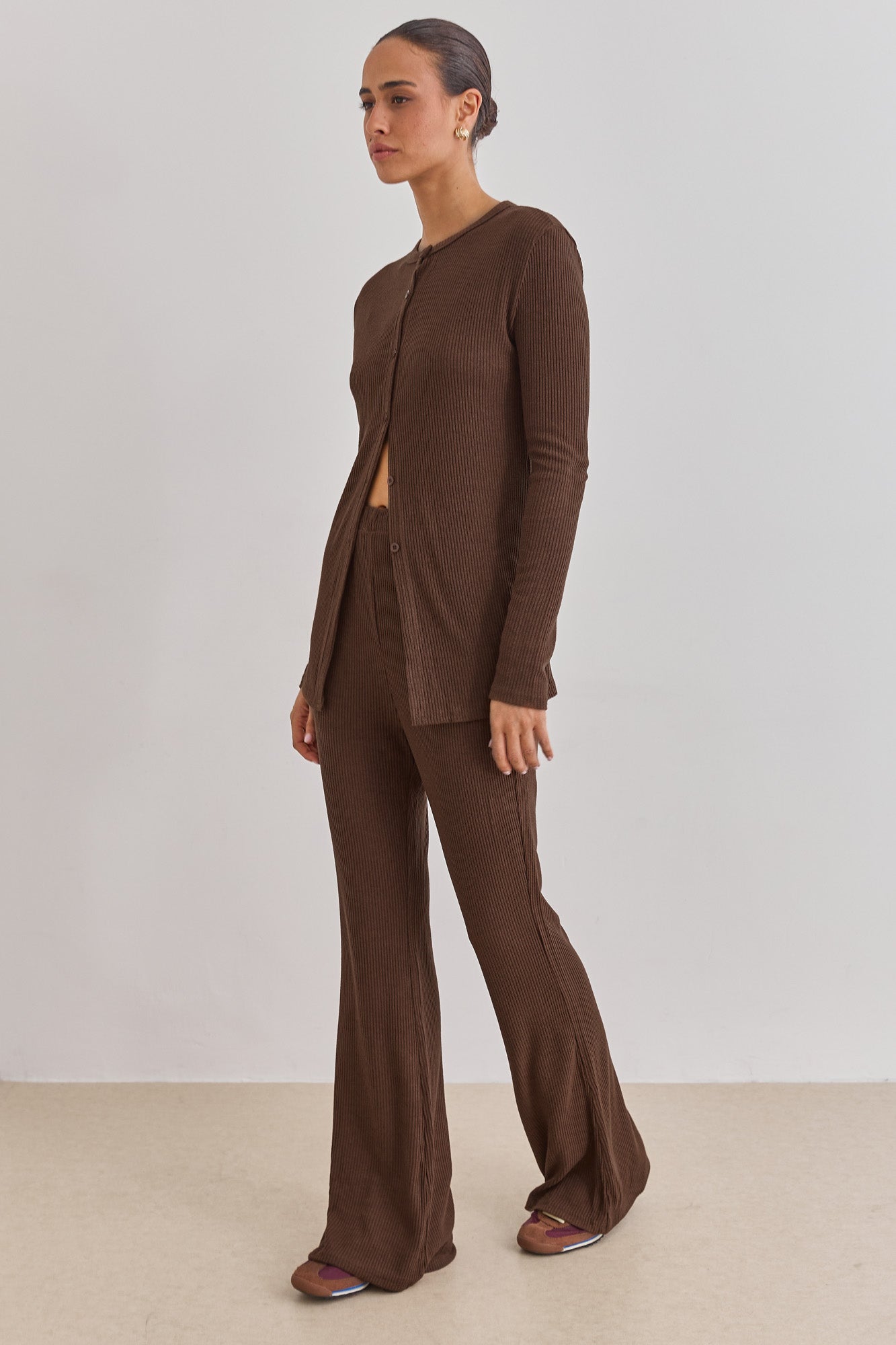 מכנסי פדלפון קאן בד סריג | חום