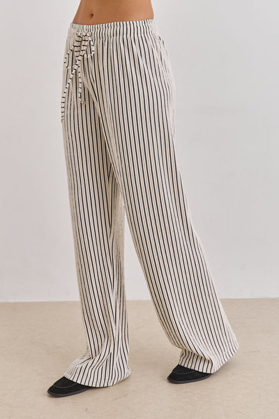 מכנסי סטארק סטרייפס גומי במותן | קרם/שחור