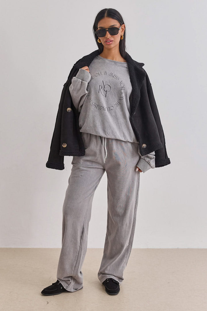 מכנסי נורי קלאב וואש גזרה ישרה | אפור