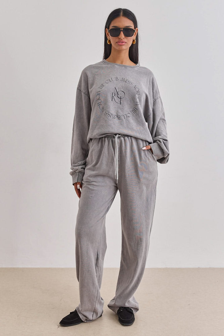 סוויטשירט נורי קלאב וואש בשילוב פרינט | אפור