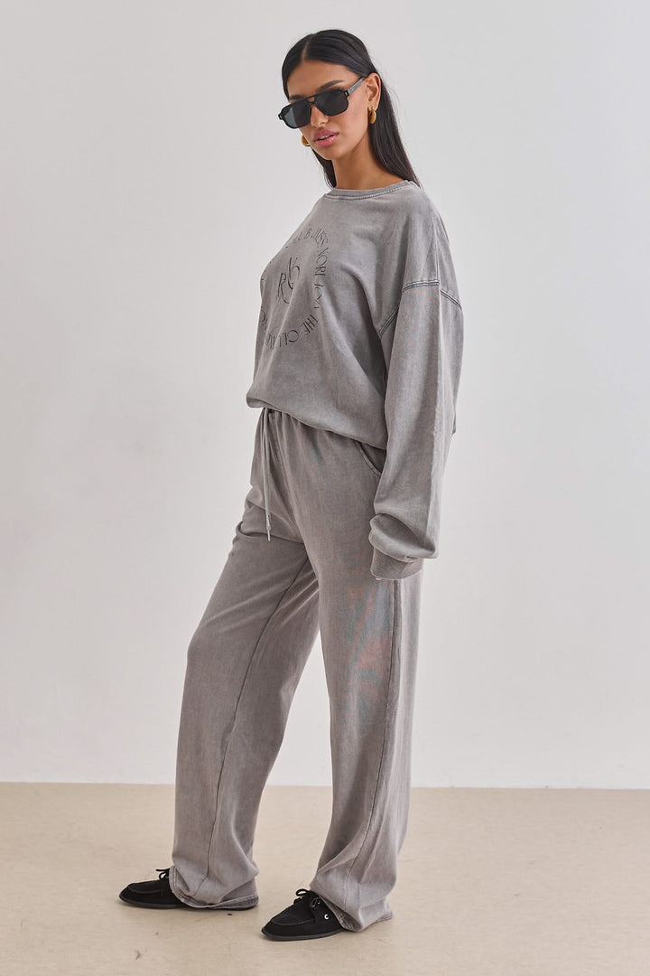 מכנסי נורי קלאב וואש גזרה ישרה | אפור