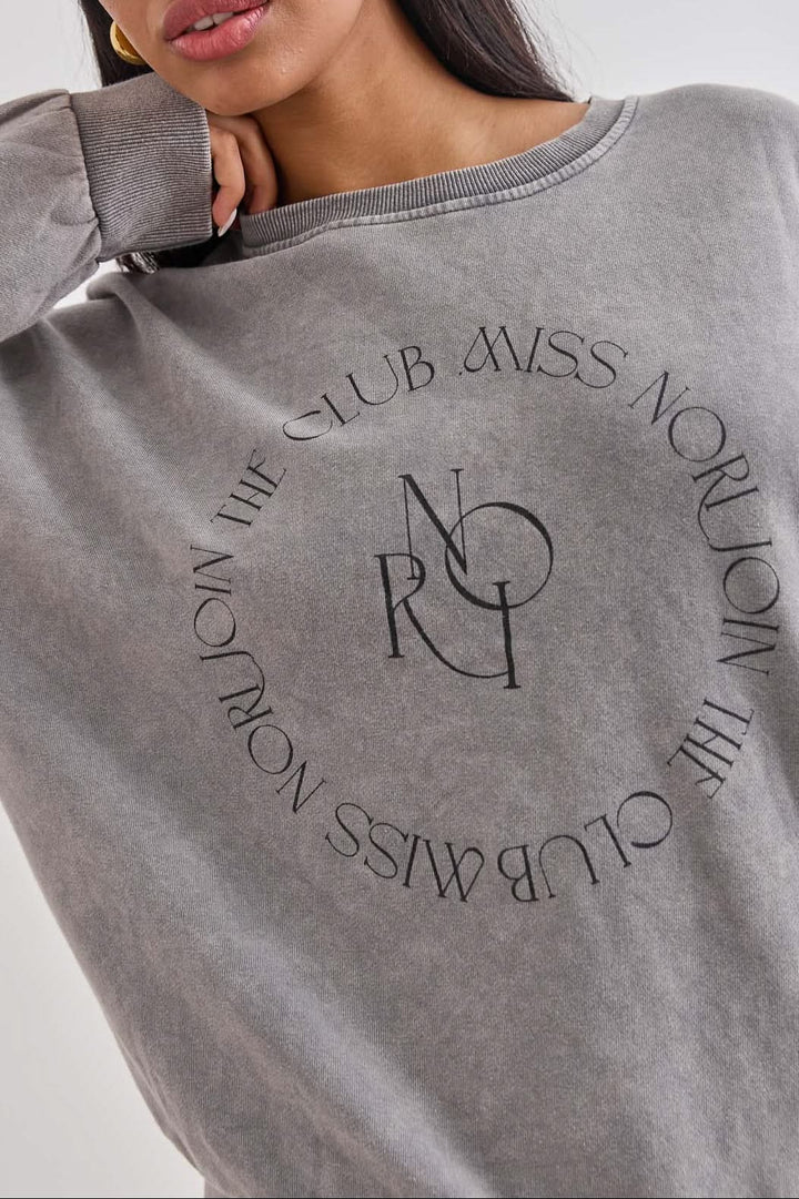 סוויטשירט נורי קלאב וואש בשילוב פרינט | אפור