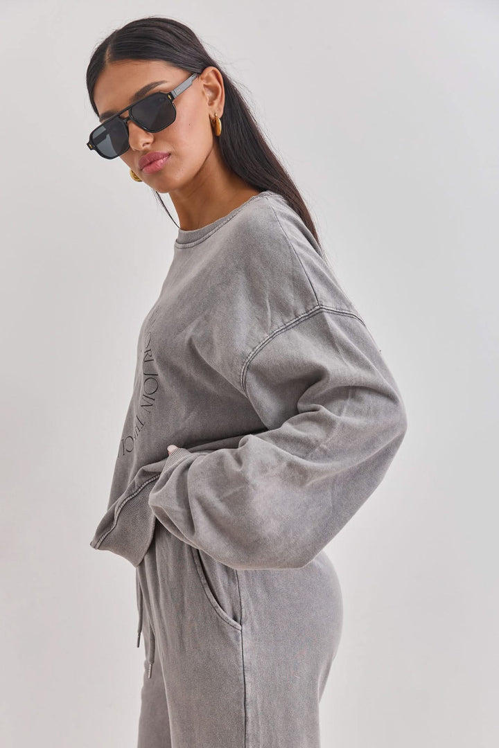 סוויטשירט נורי קלאב וואש בשילוב פרינט | אפור