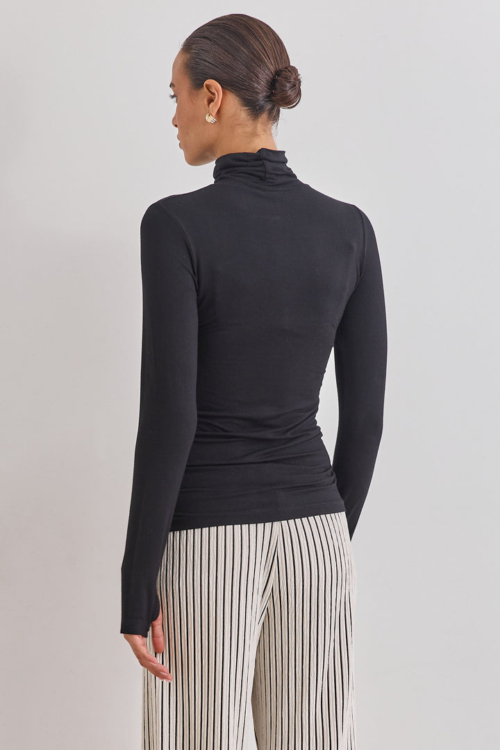 חולצת גולף רנה שרוולי כפפה | שחור
