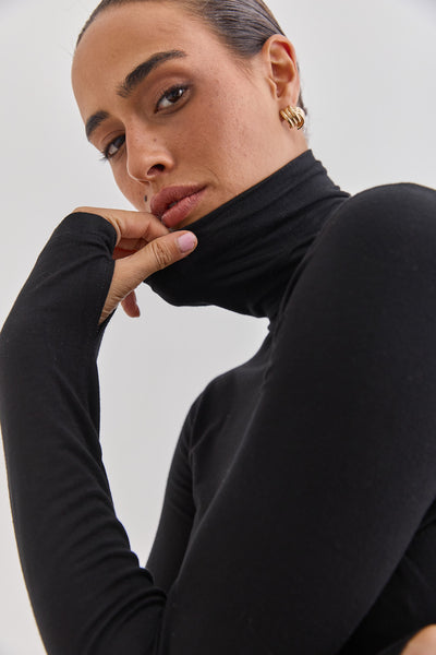 חולצת גולף רנה שרוולי כפפה | שחור