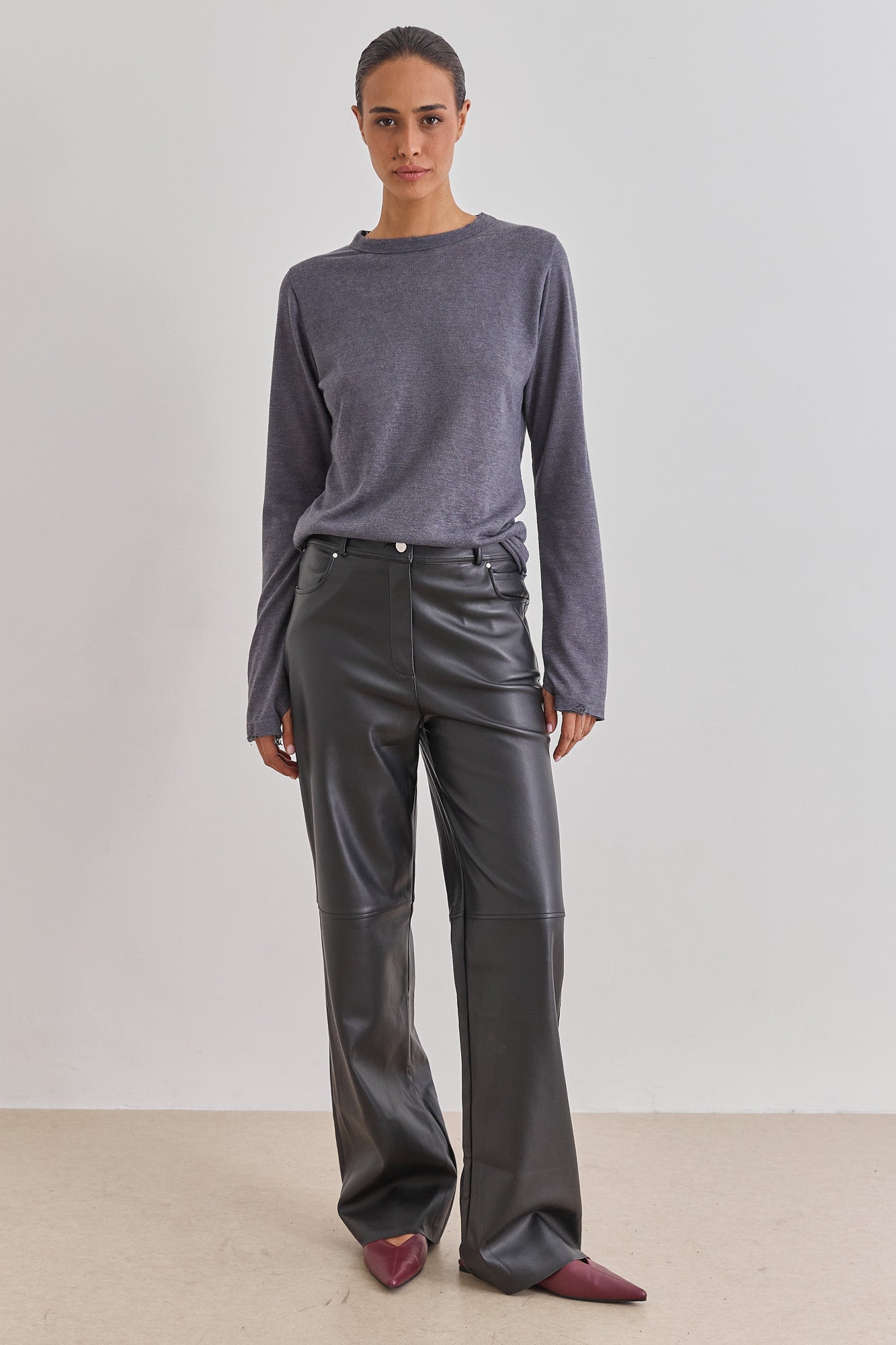 מכנסי דמוי עור הלנה | שחור