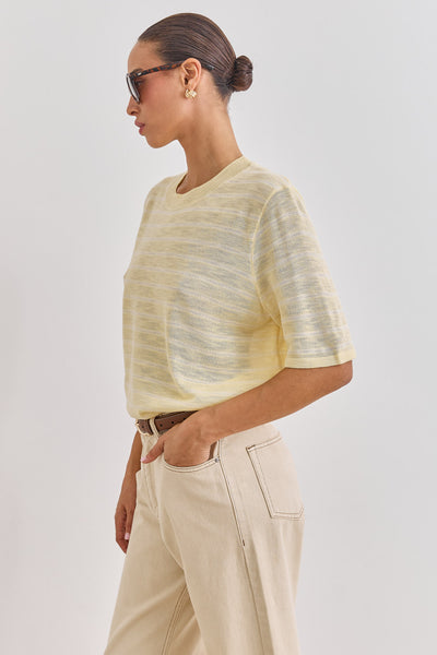 חולצת סריג סול סטרייפס | צהוב חמאה