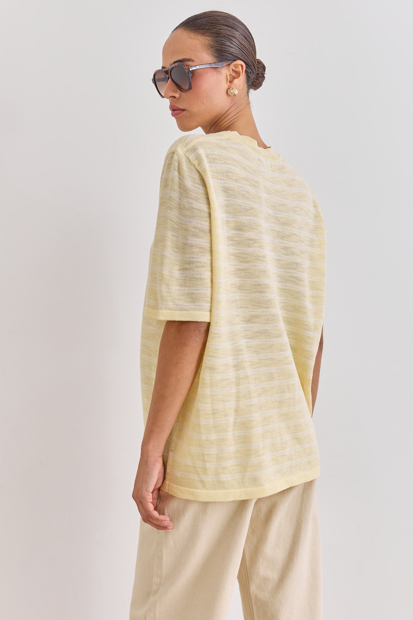 חולצת סריג סול סטרייפס | צהוב חמאה