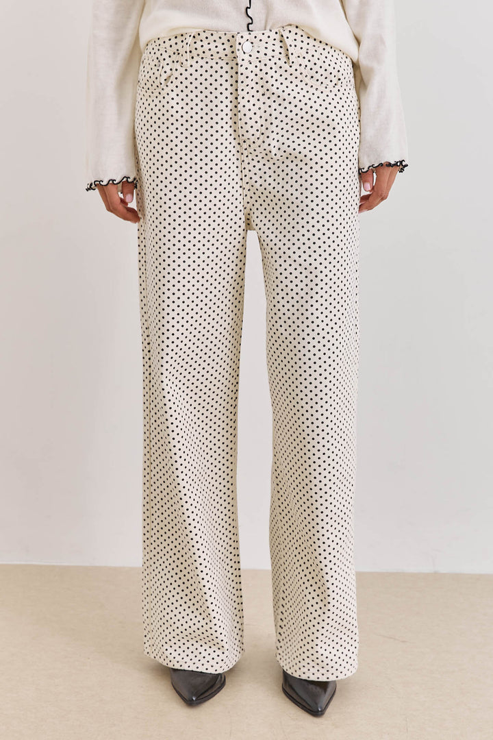 מכנסי דנים תומאס בהדפס נקודות | קרם/שחור