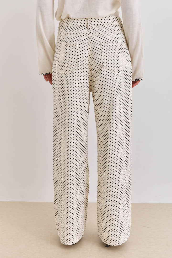 מכנסי דנים תומאס בהדפס נקודות | קרם/שחור