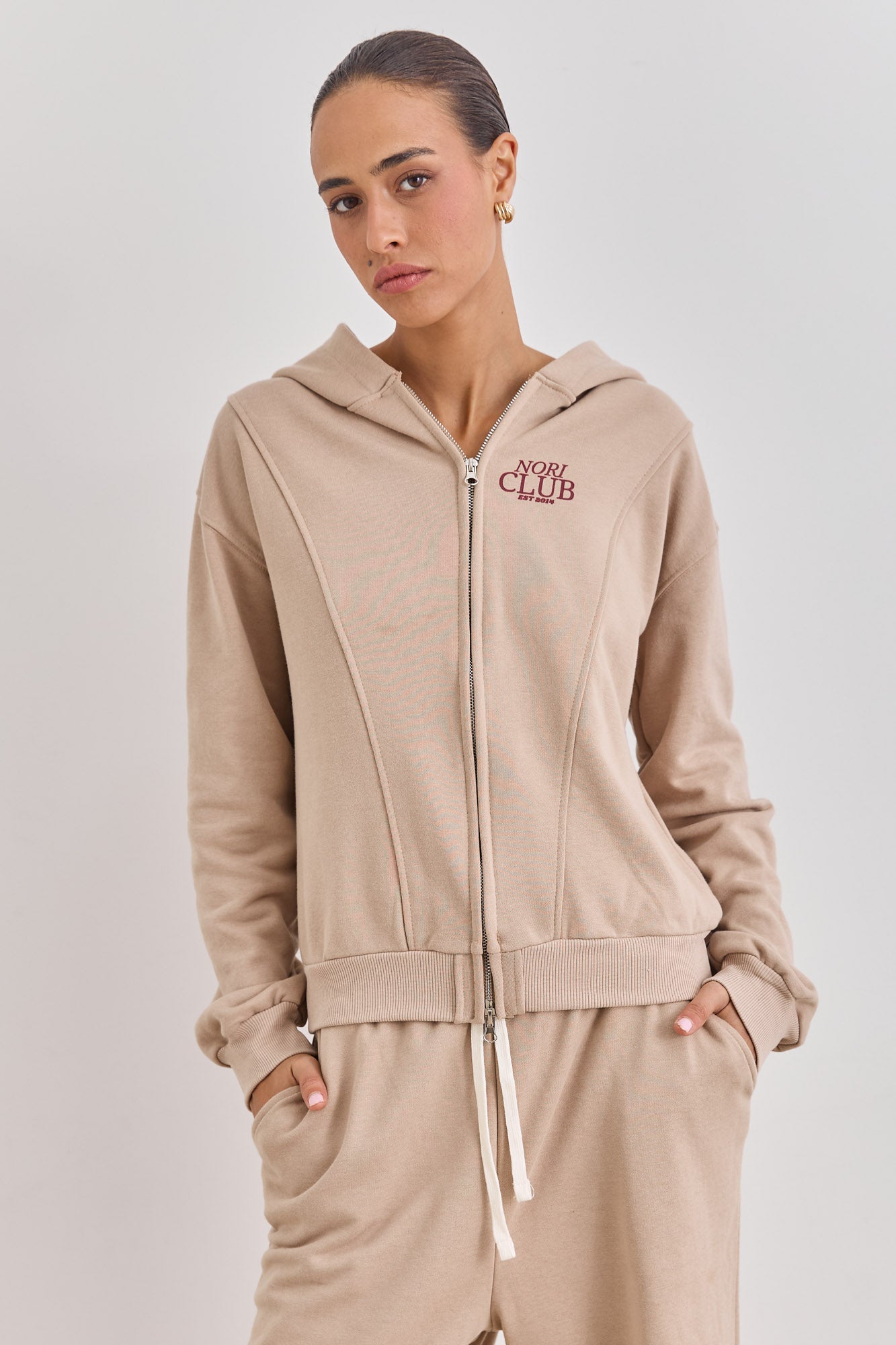 קפוצ'ון טורי פרינט בד פרנץ' טרי | בז'