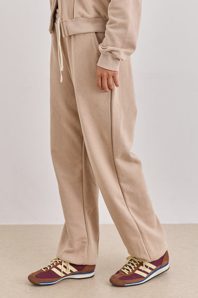 מכנסי טורי סיומת גומי בד פרנץ' טרי | בז'