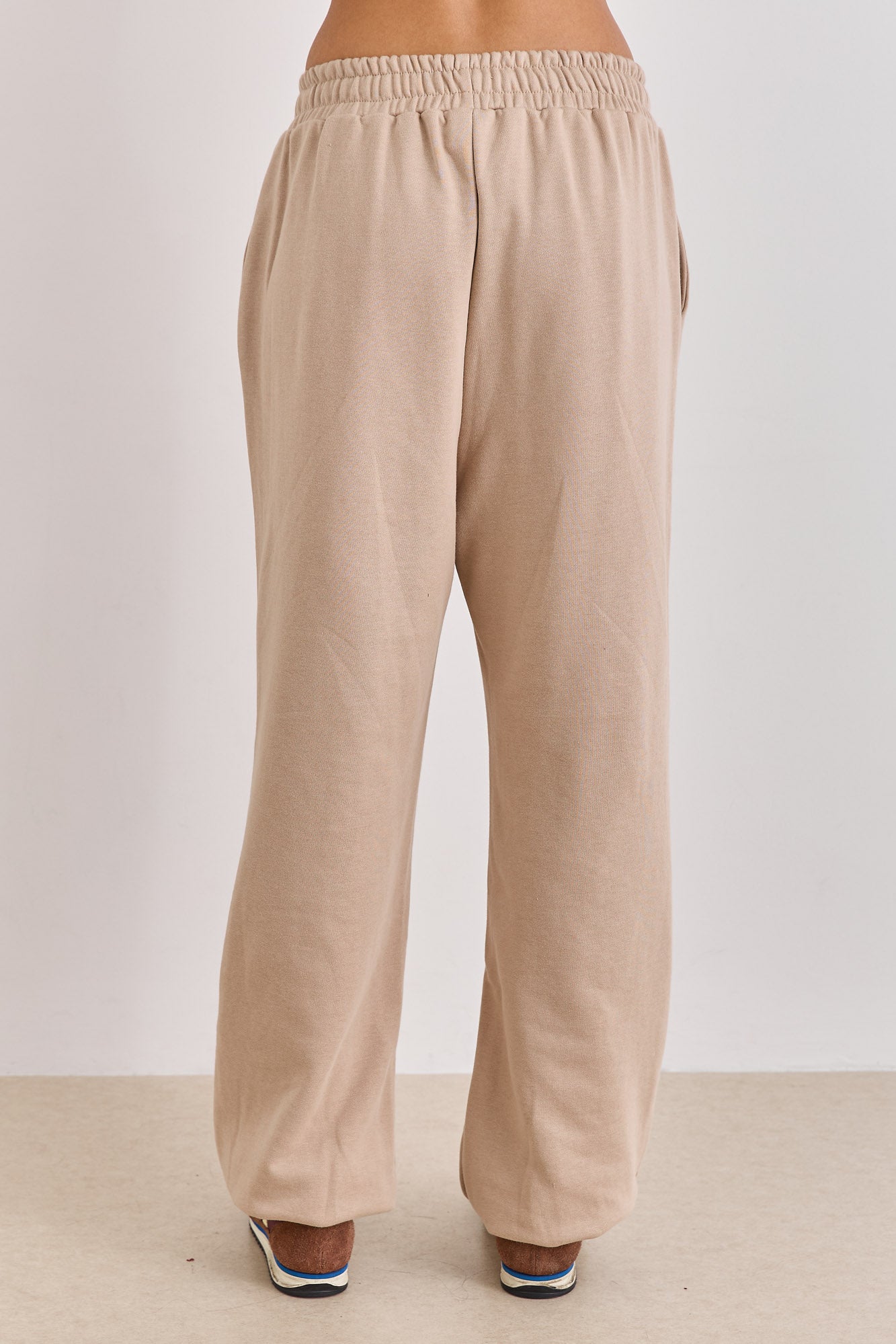 מכנסי טורי סיומת גומי בד פרנץ' טרי | בז'