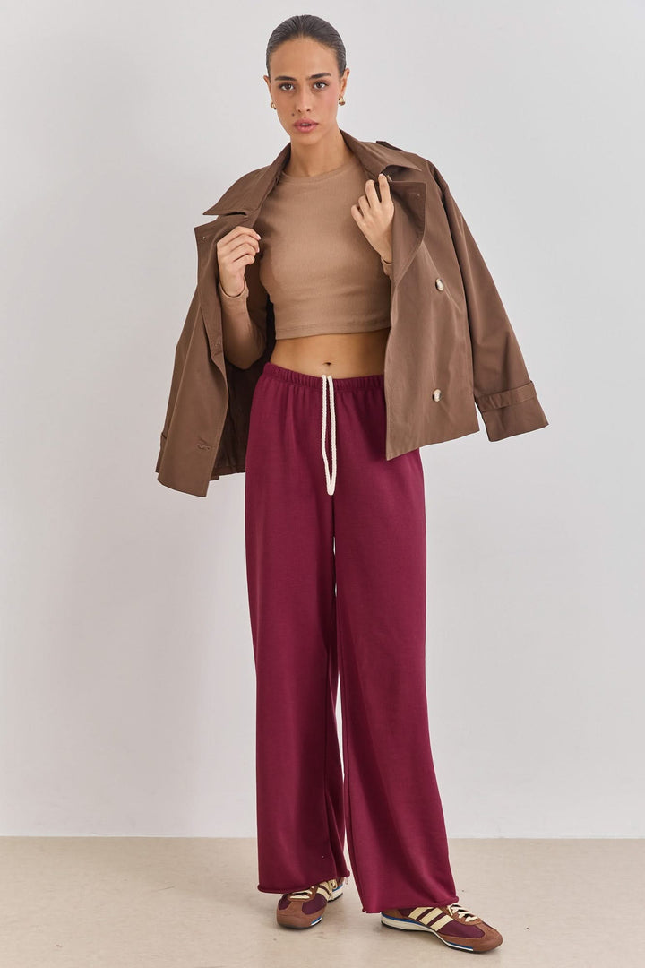 מכנסי אליס פרנץ טרי בשילוב גומי דק | בורדו