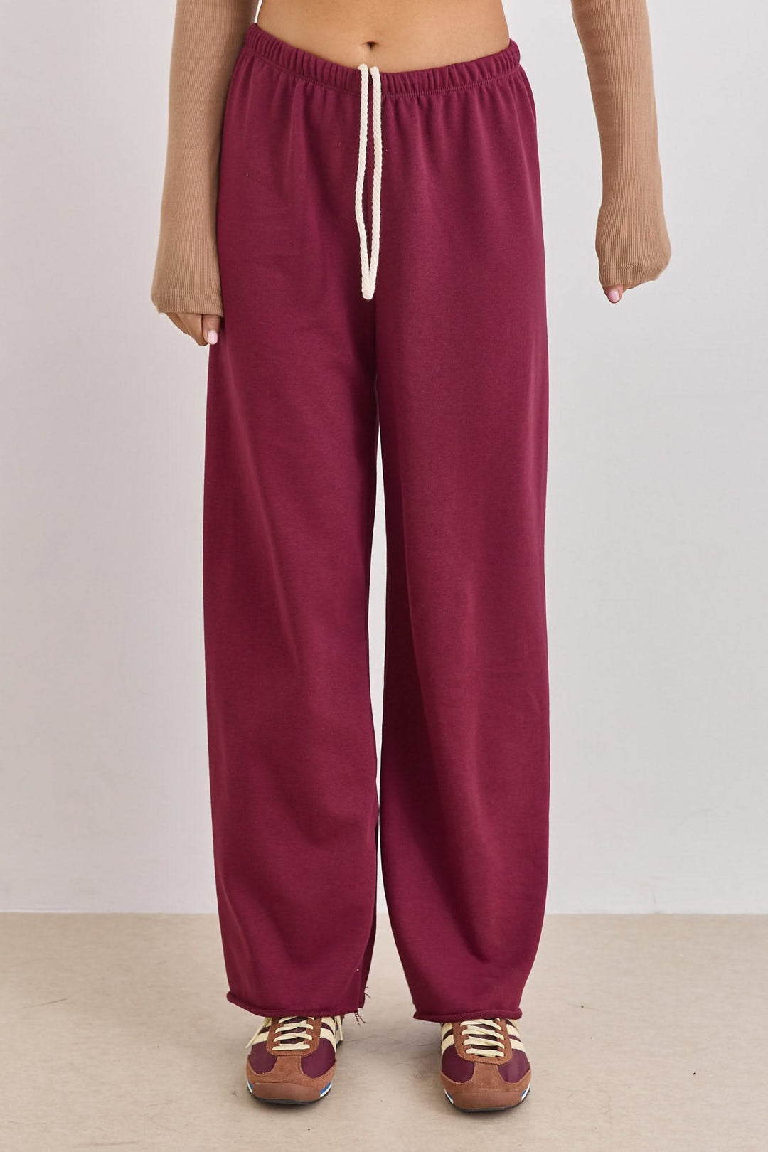 מכנסי אליס פרנץ טרי בשילוב גומי דק | בורדו