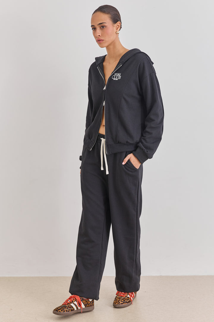 קפוצ'ון טורי פרינט בד פרנץ' טרי | שחור