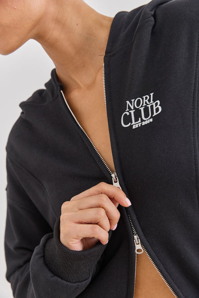 קפוצ'ון טורי פרינט בד פרנץ' טרי | שחור