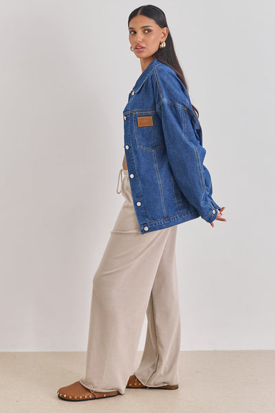 ג'קט ג'ינס אוברסייז טקסס בשילוב פאץ' | ג'ינס