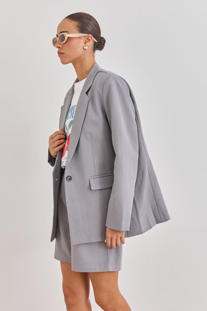 בלייזר מחויט לימה סגירת כפתור | אפור