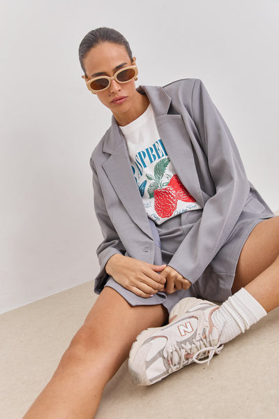 בלייזר מחויט לימה סגירת כפתור | אפור