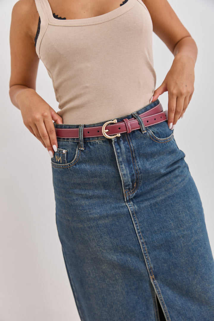 חצאית ג'ינס אורין שסע קדמי | ג'ינס