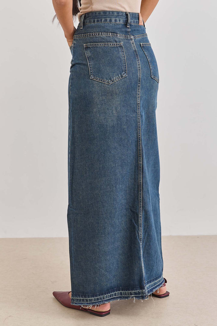 חצאית ג'ינס אורין שסע קדמי | ג'ינס