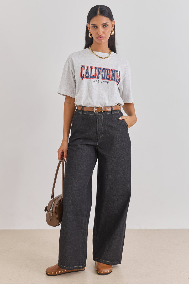 טי שירט קליפורניה פרינט | אפור