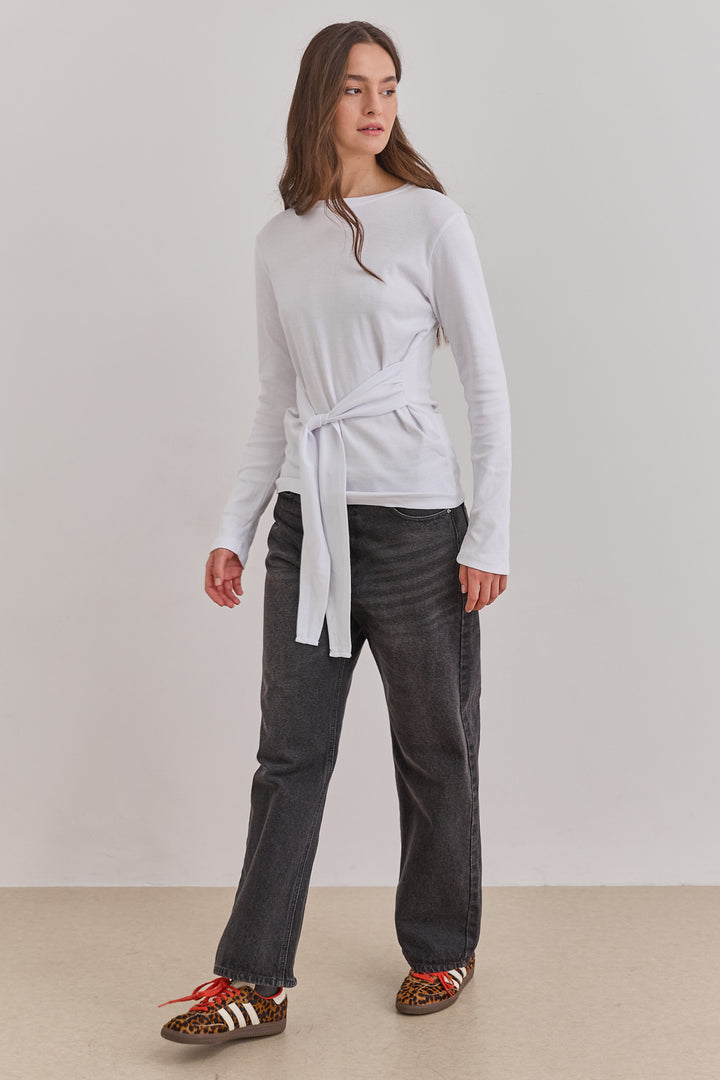 חולצת אן מרי רצועות קשירה | לבן