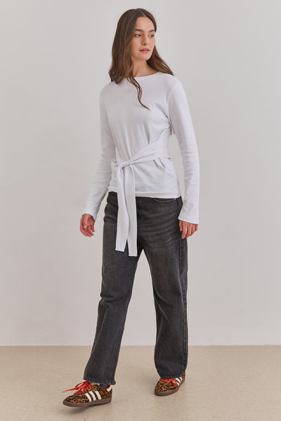 חולצת אן מרי רצועות קשירה | לבן