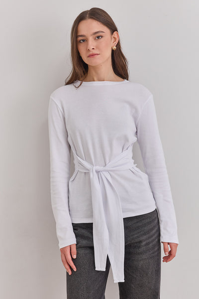 חולצת אן מרי רצועות קשירה | לבן