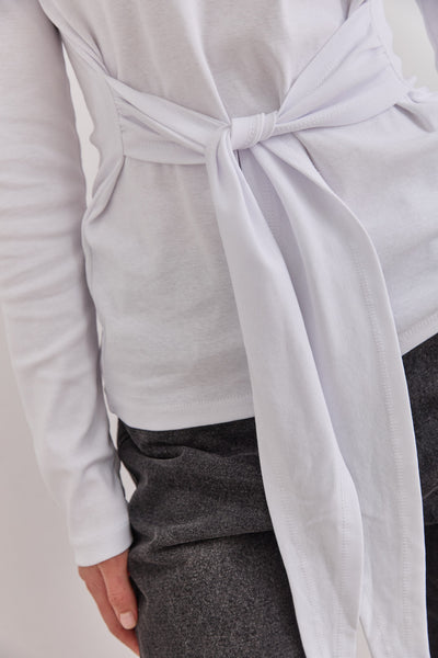 חולצת אן מרי רצועות קשירה | לבן